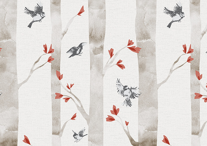 Watercolour Woods, Red - Roller Blind - Image 6